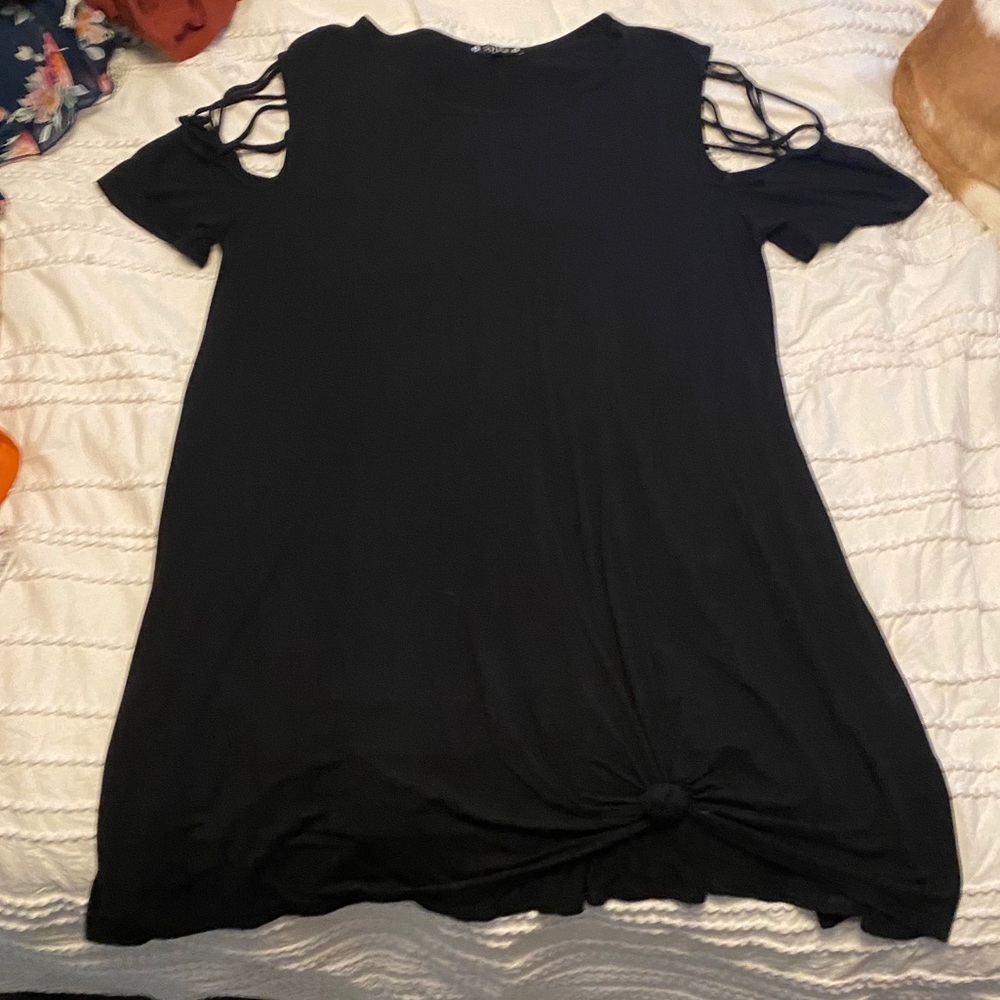 Black dress with cage sleeve